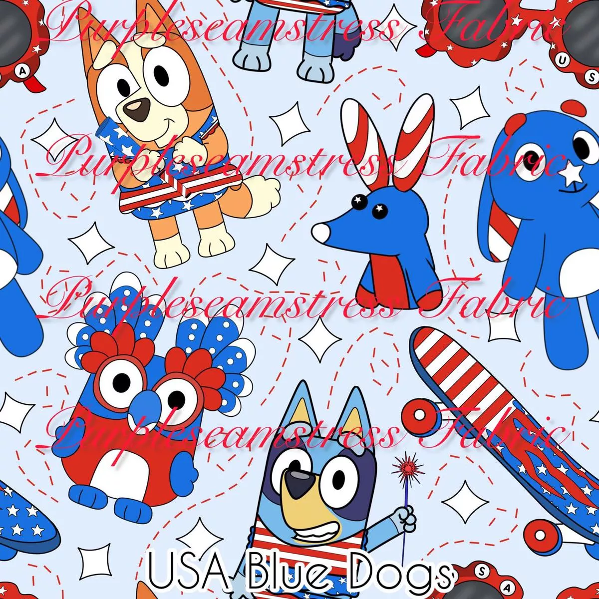 USA Blue DogsFabric