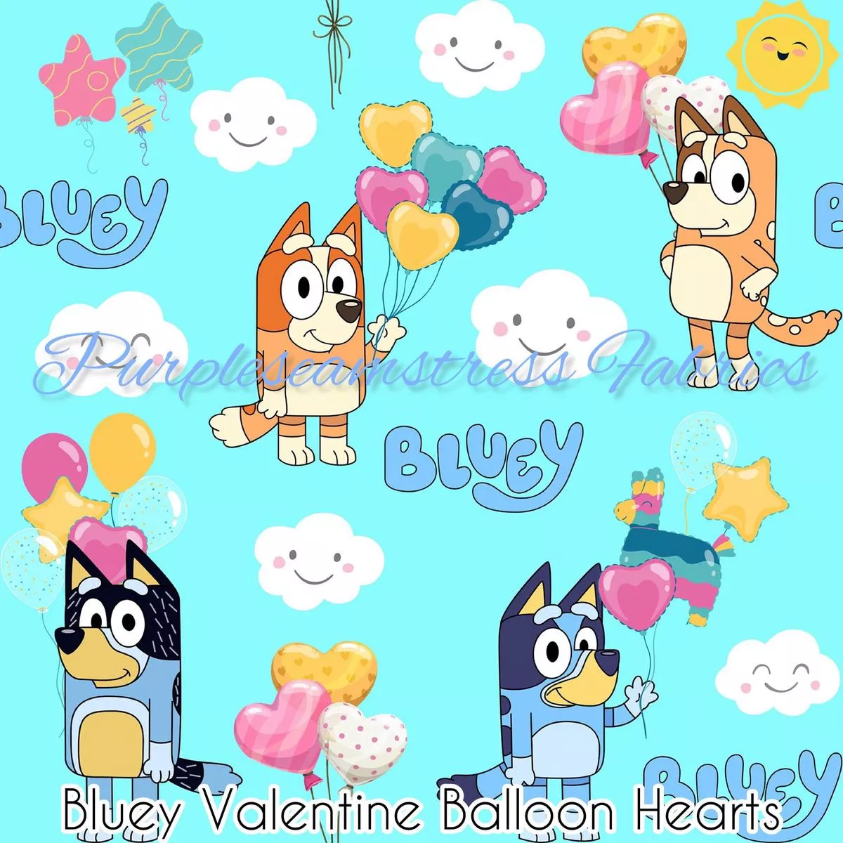 Valentines Balloon Hearts Bluey &…