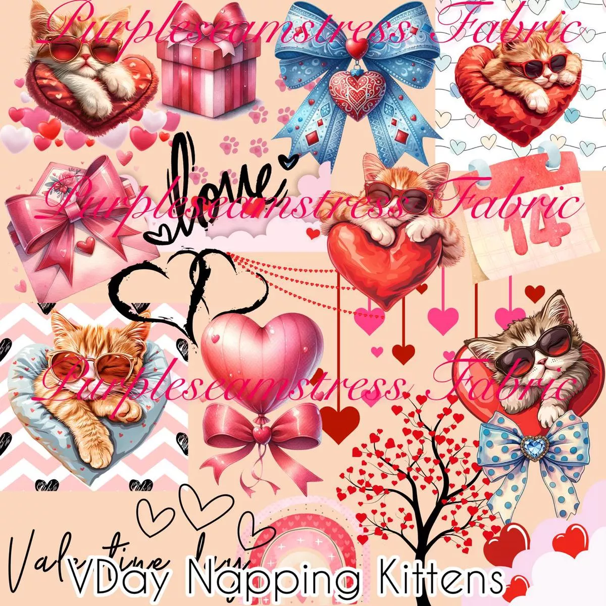 Vday Napping KittensFabric