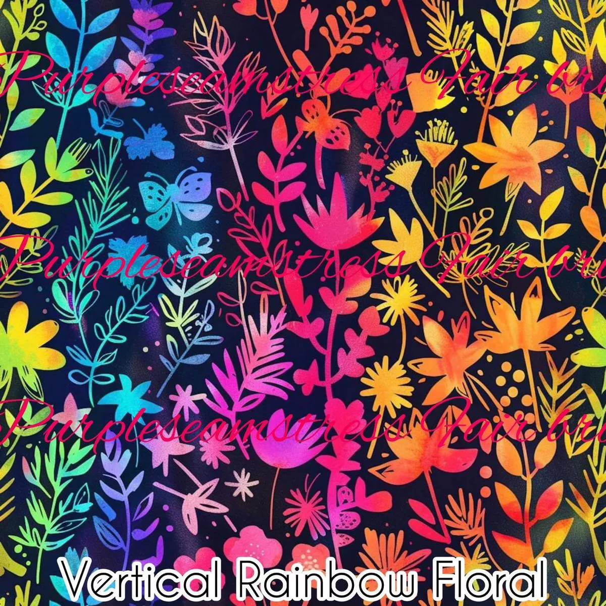 Vertical Rainbow FloralFabric