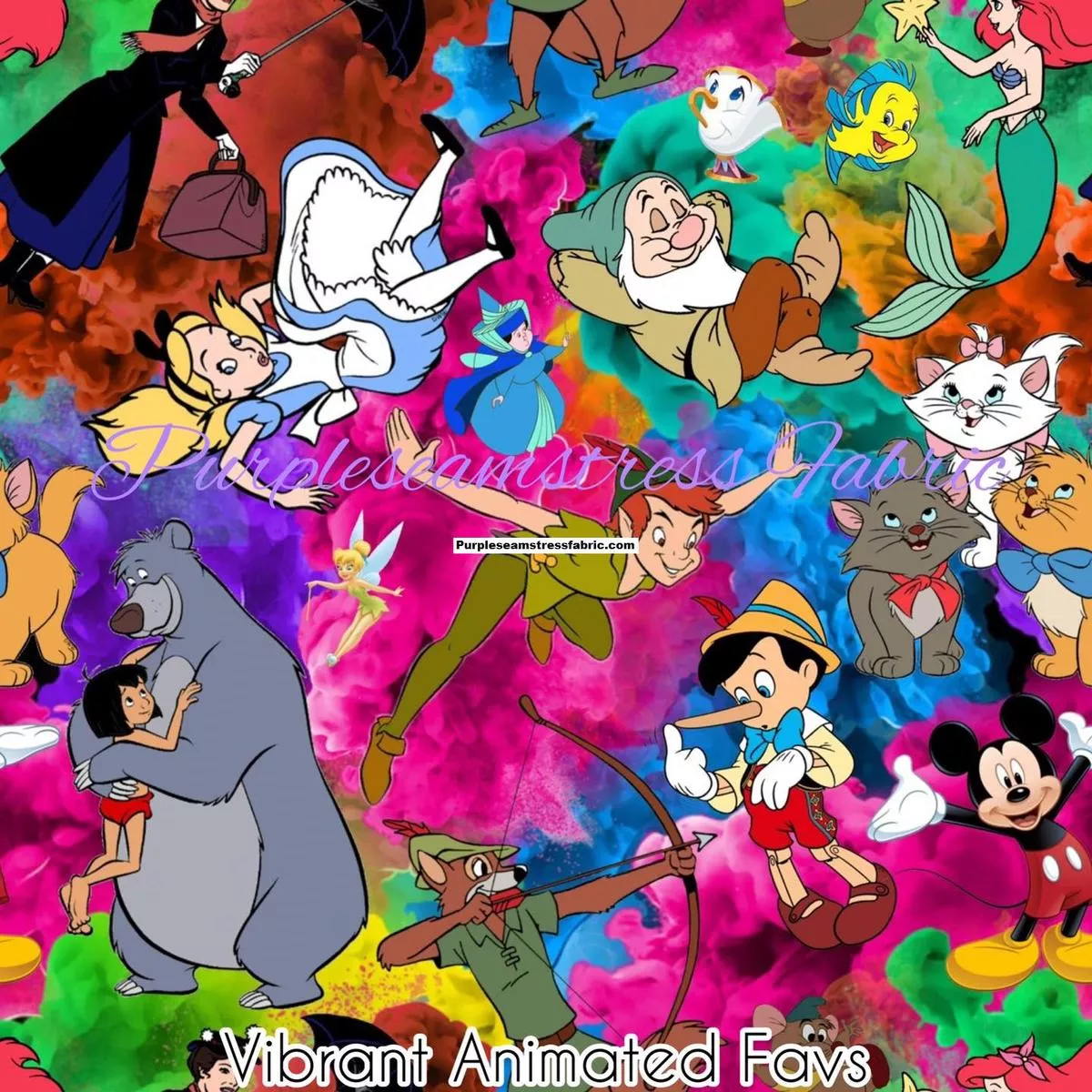 Vibrant Animated FavsFabric