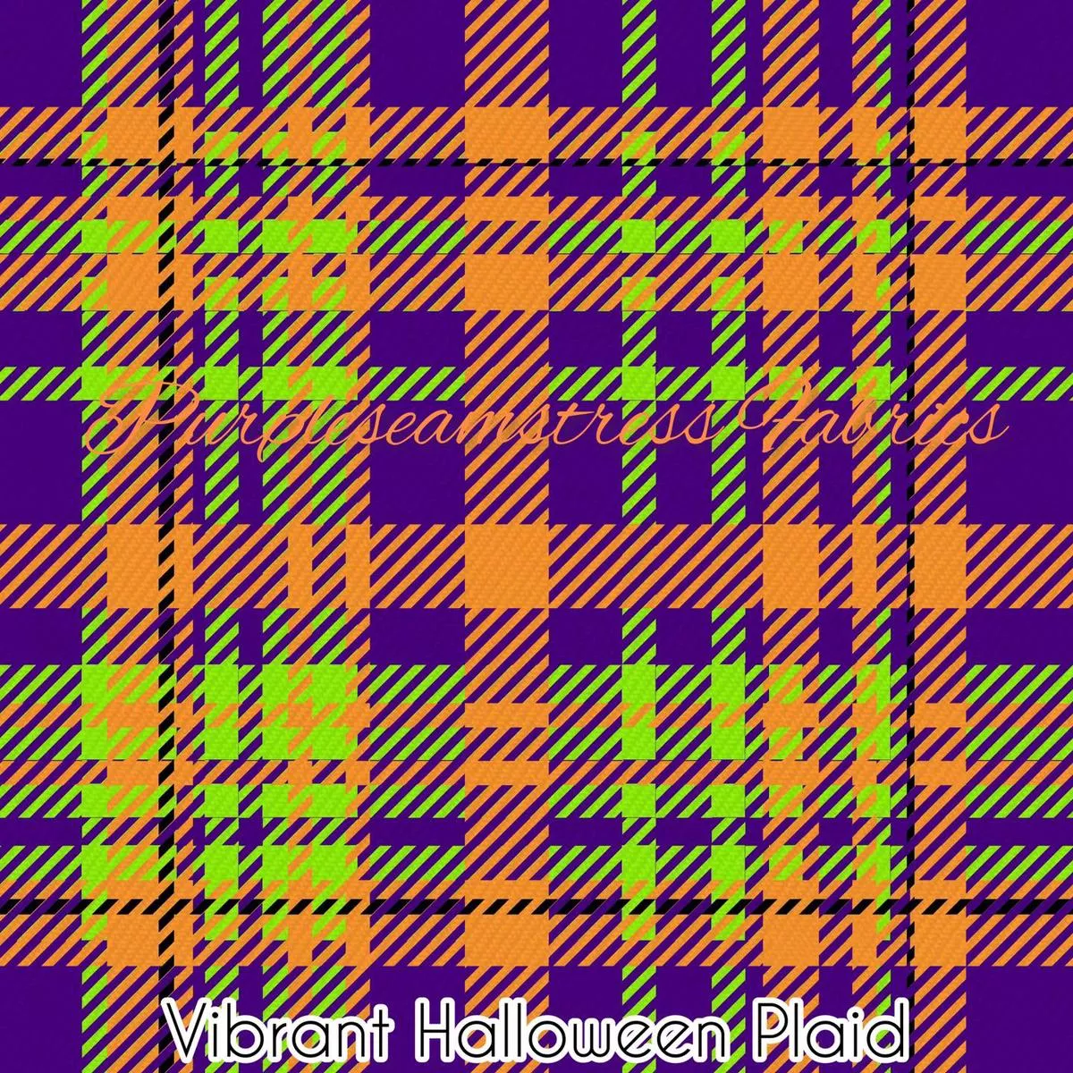 Vibrant Halloween PlaidFabric