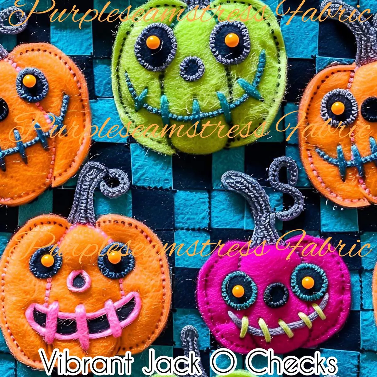 Vibrant Jack O ChecksFabric