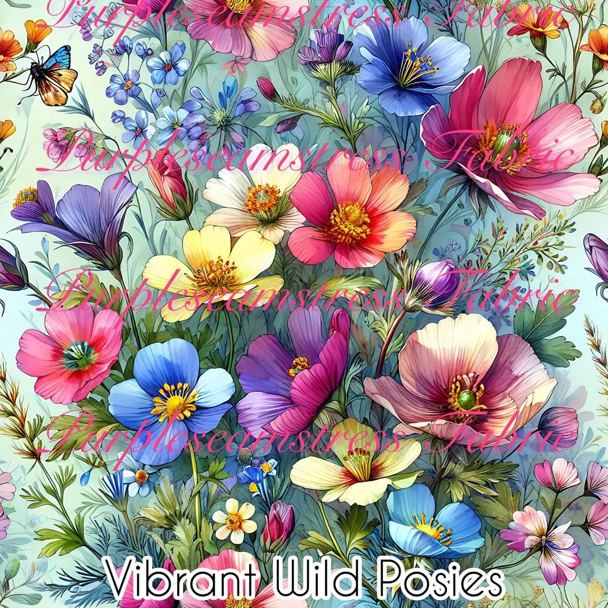 Vibrant Wild PosiesFabric
