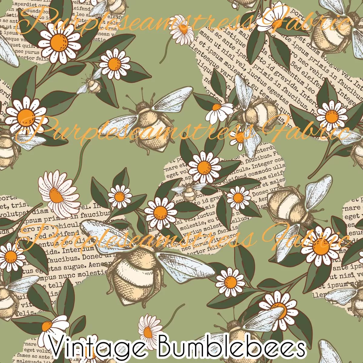Vintage BumblebeesFabric