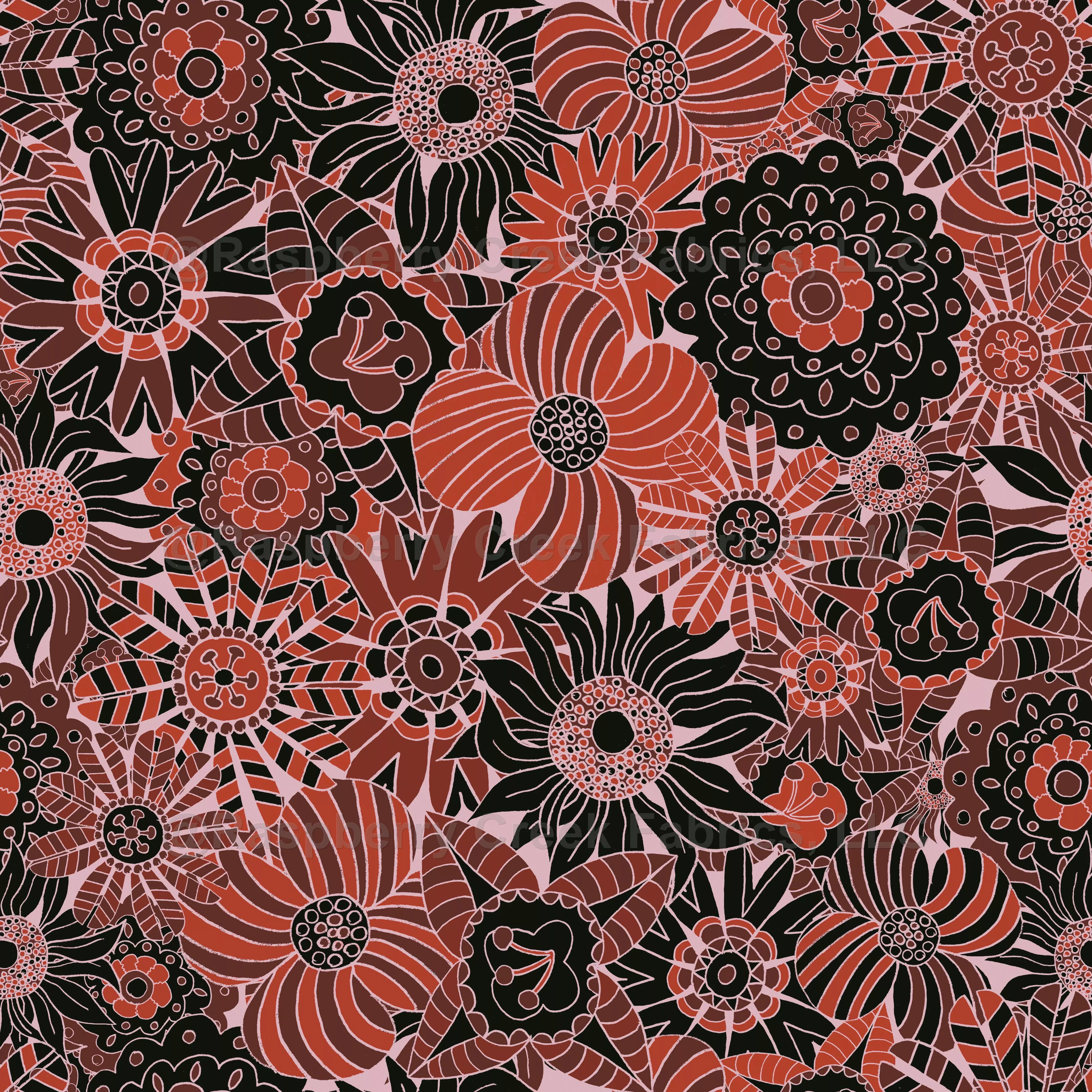 Vintage Red Scandi Round Flowers