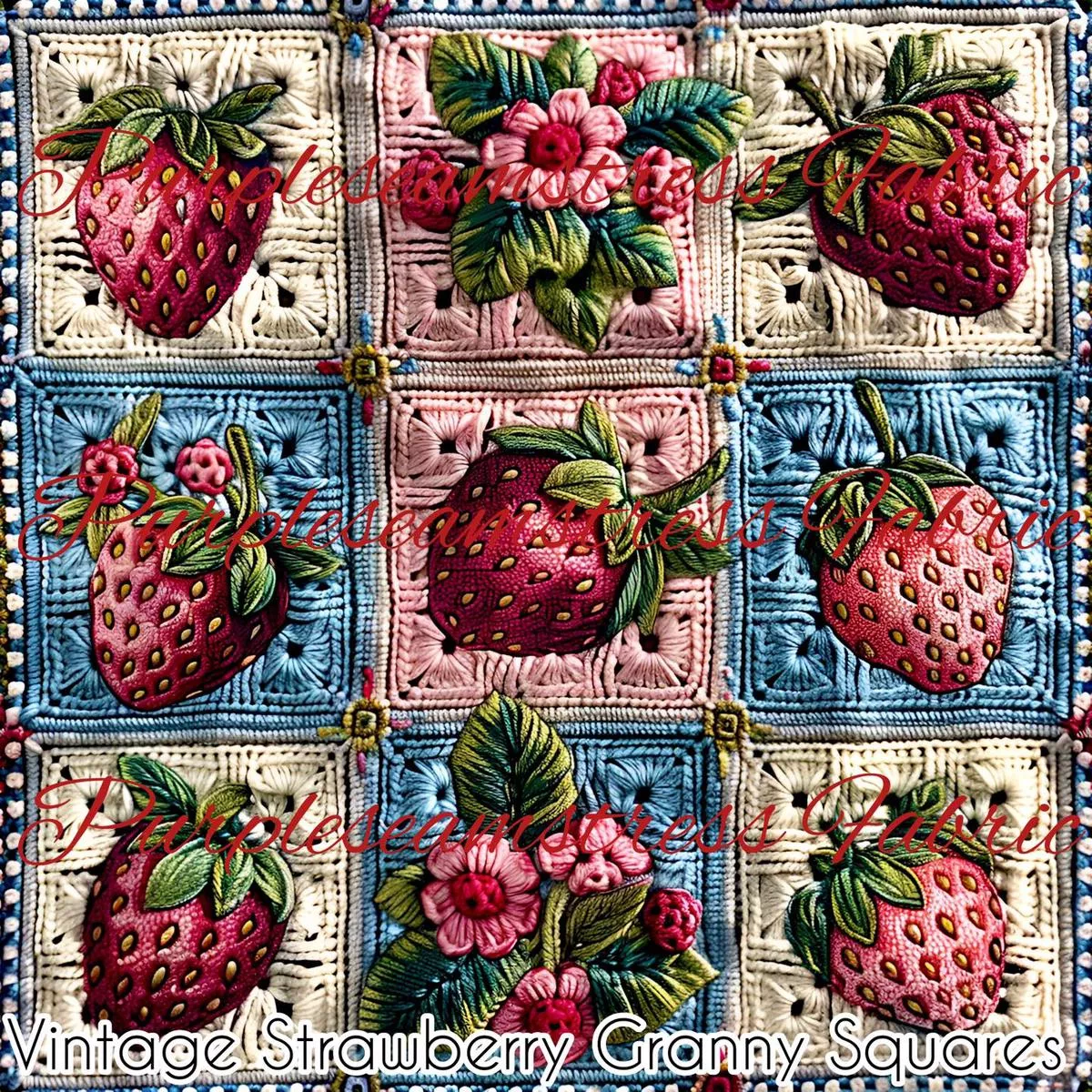 Vintage Strawberry Granny Squares …