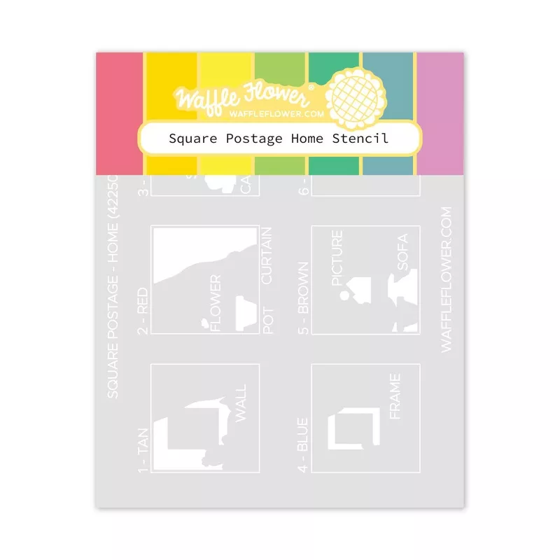 Waffle Flower Square Postage Home Stencil 422503