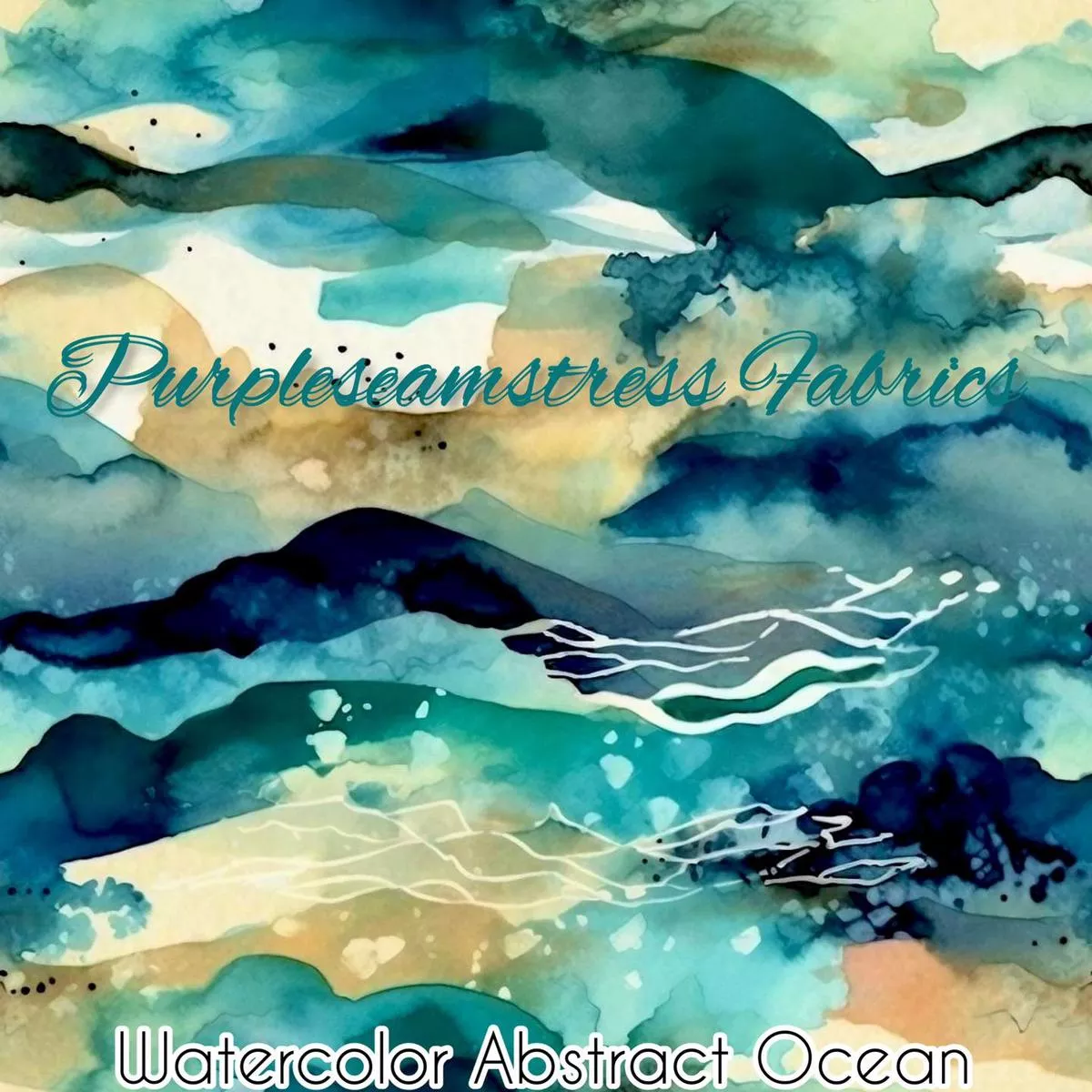 Watercolor Abstract OceanFabric