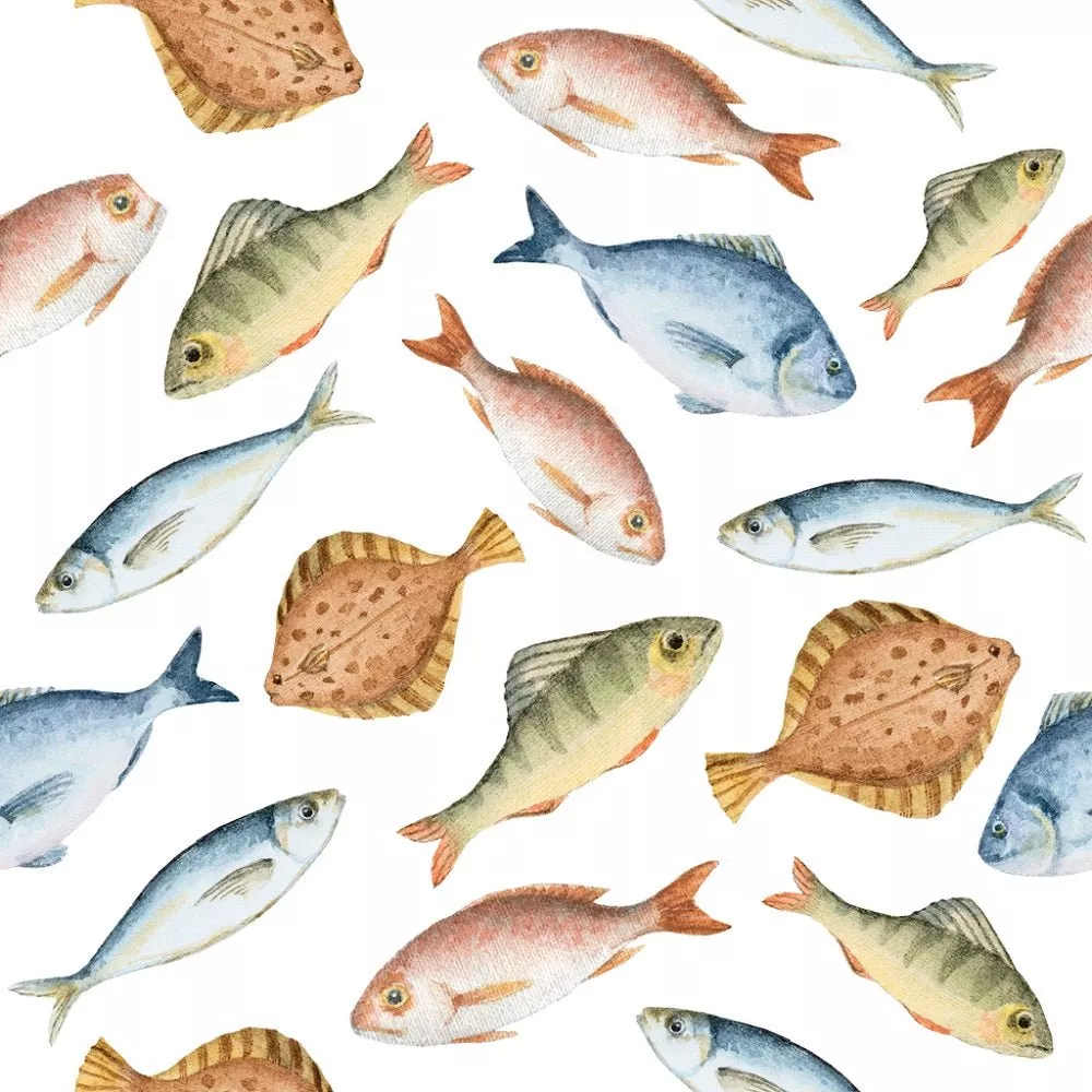 Watercolor Allover Fish Fabric