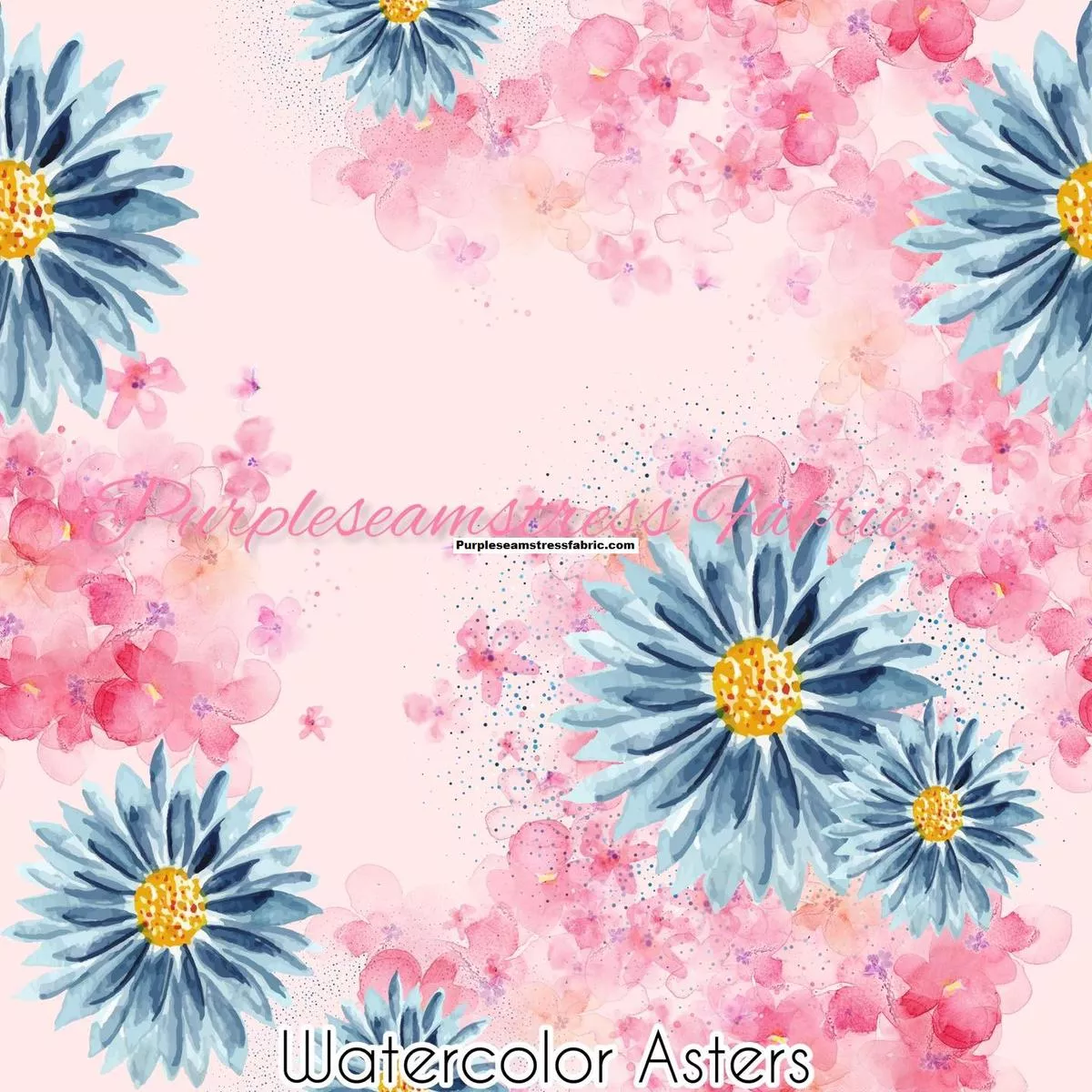 Watercolor AstersFabric