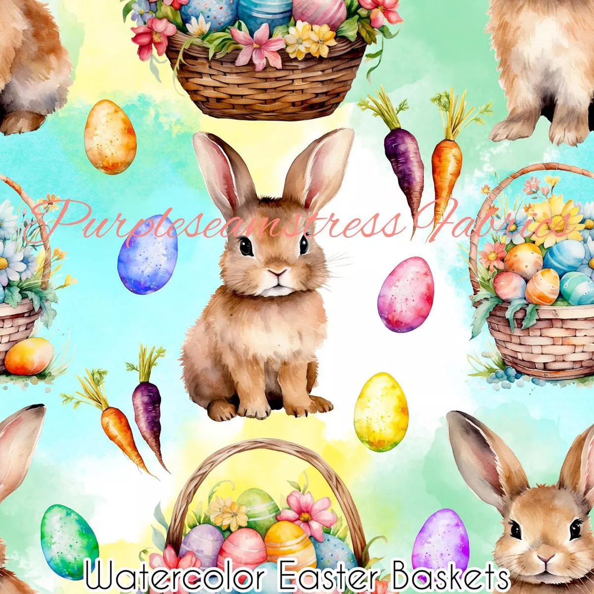 Watercolor Easter BasketsFabric