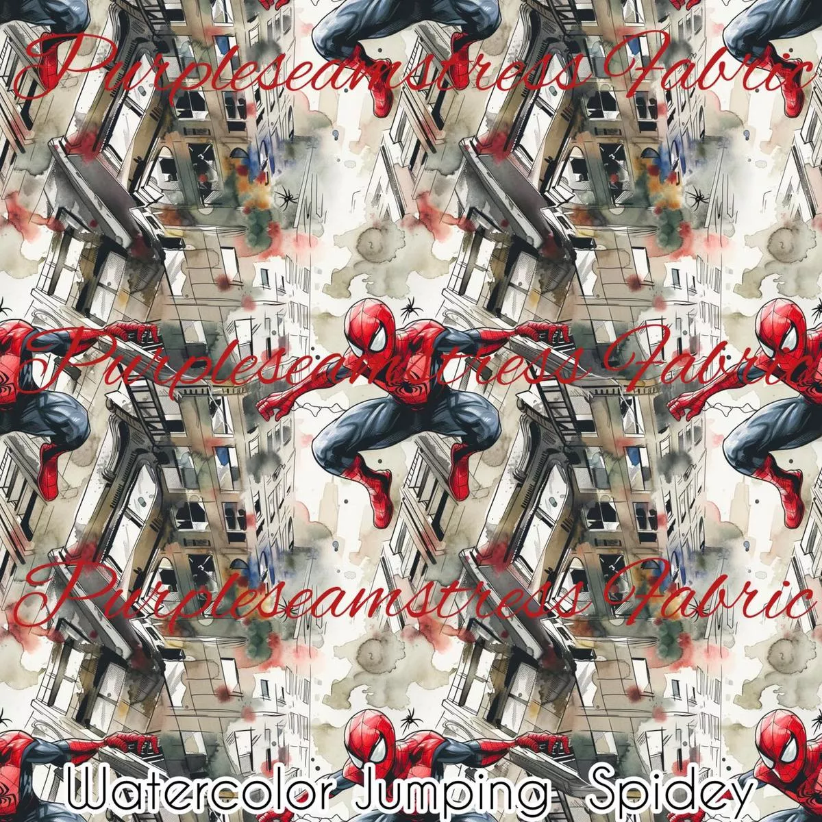 Watercolor Jumping SpideyFabric