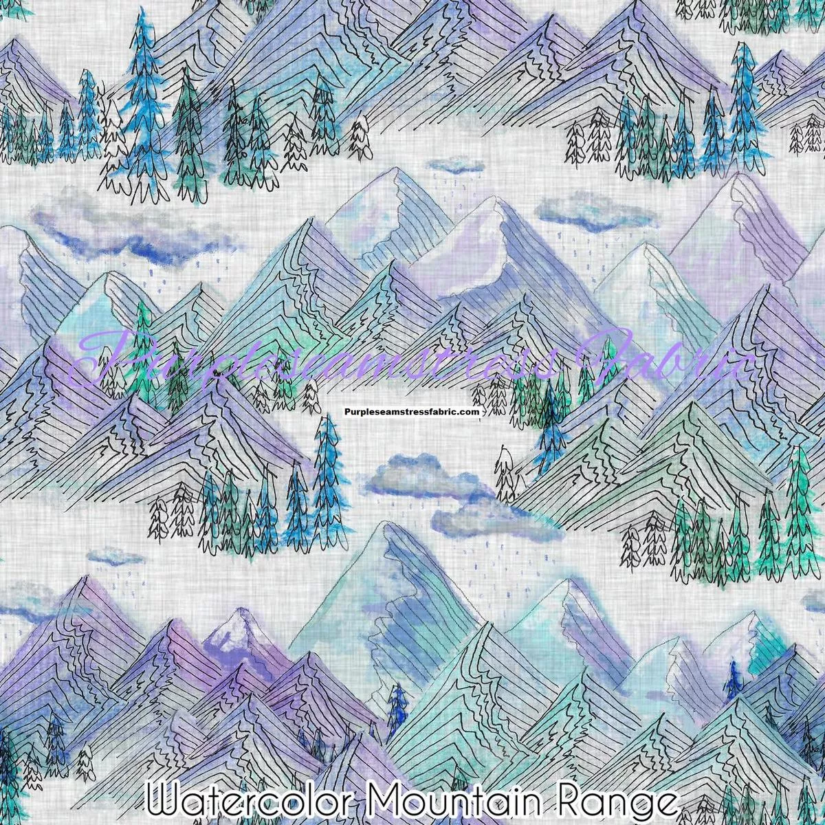 Watercolor Mountain RangeFabric