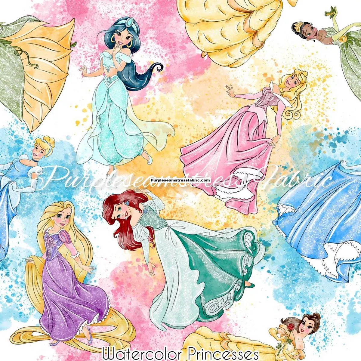 Watercolor PrincessesFabric