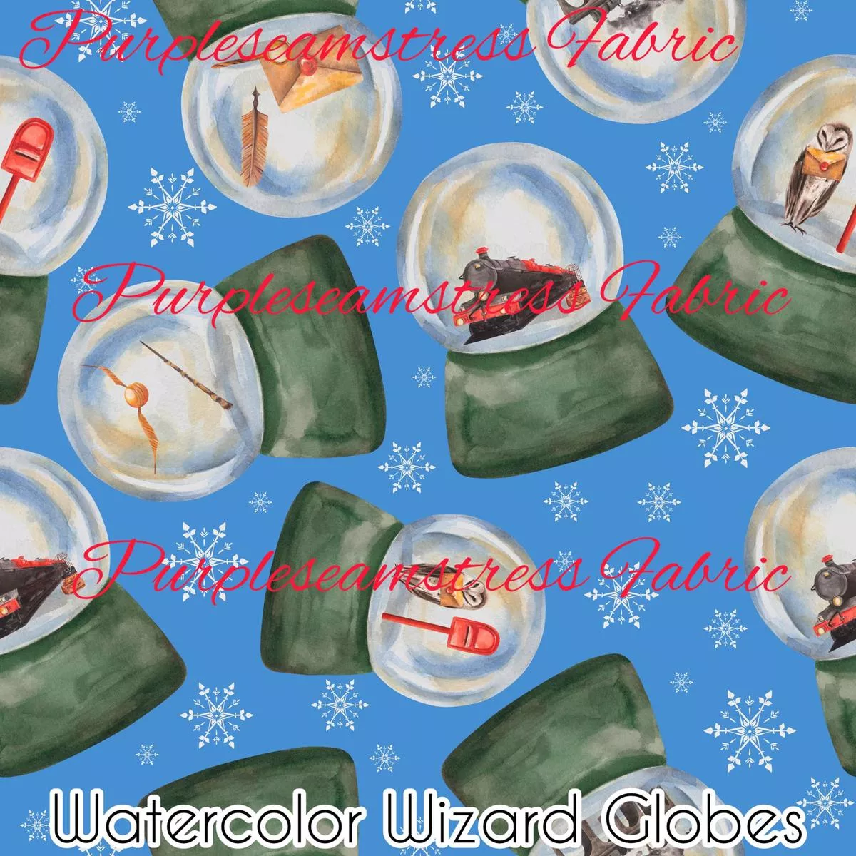 Watercolor Wizard GlobesFabric