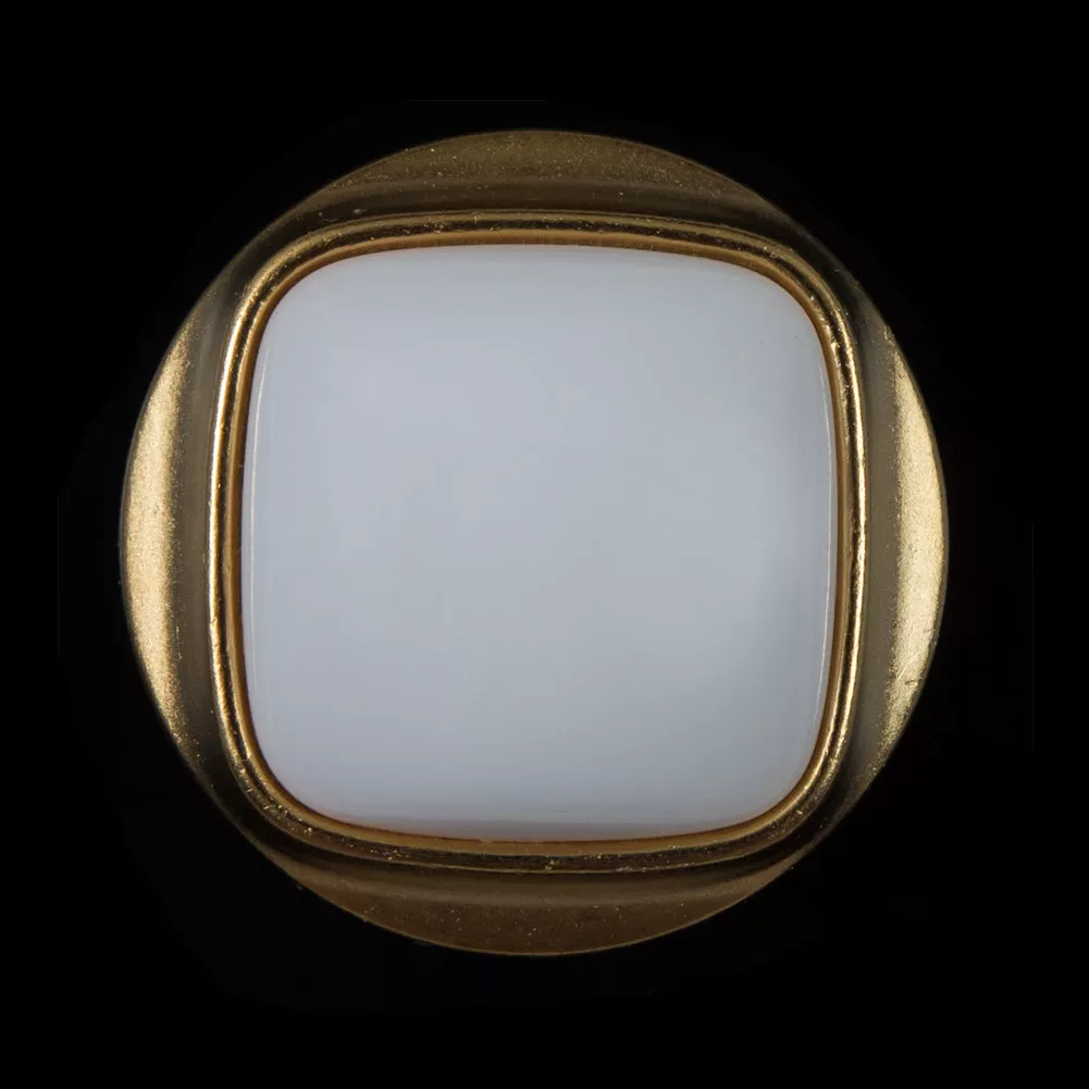 White and Gold Plastic Shank-Back Button – 50L/32mm