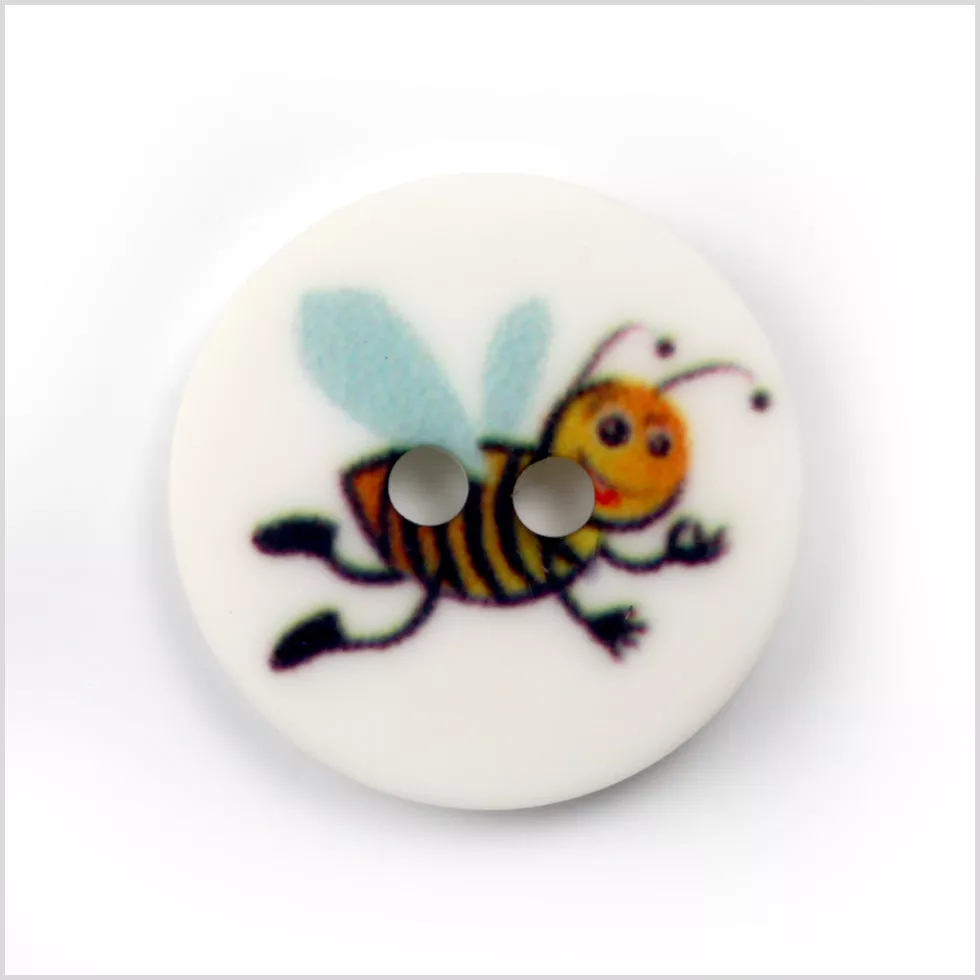 White Kids Bumblebee Button – 24L/15mm