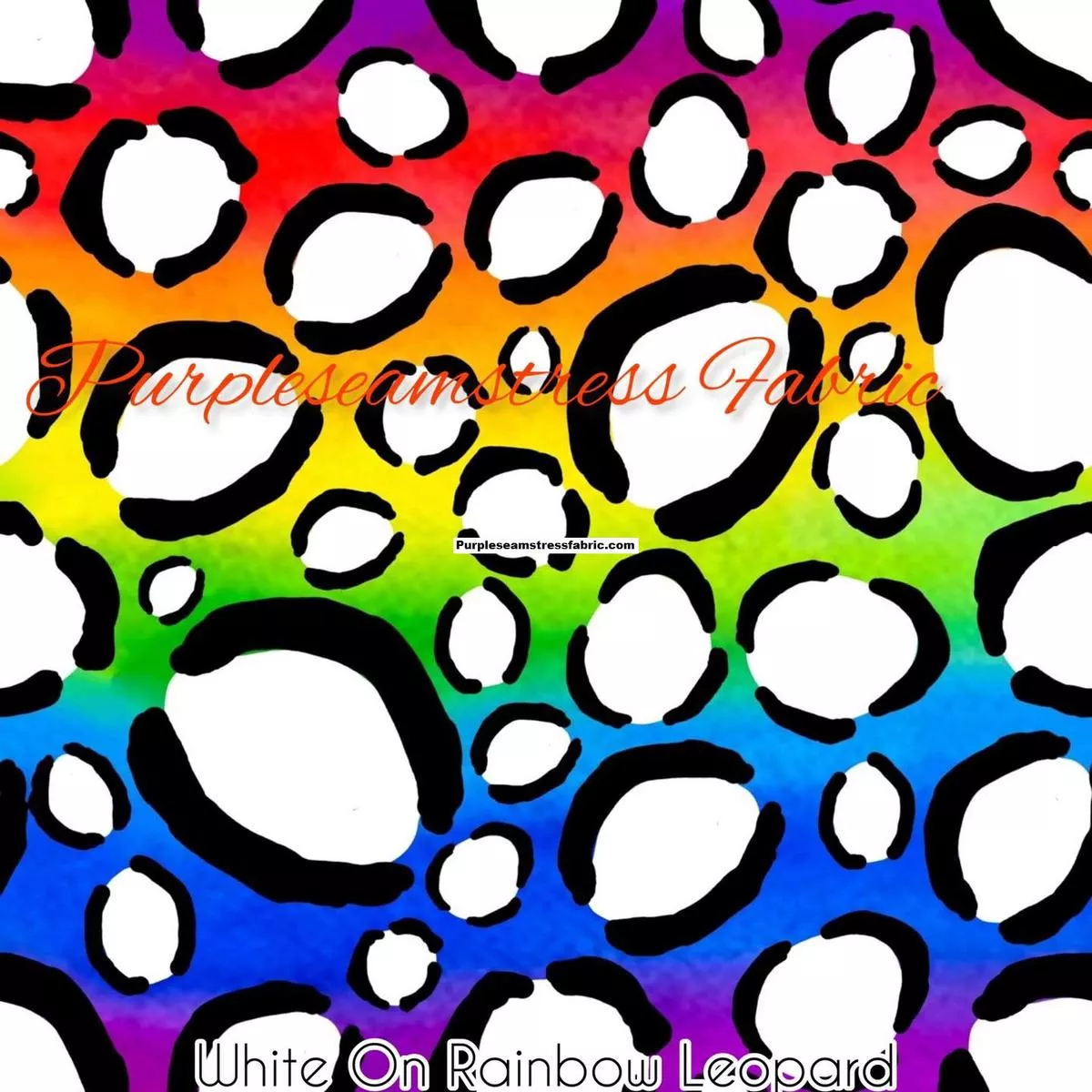 White On Rainbow LeopardFabric
