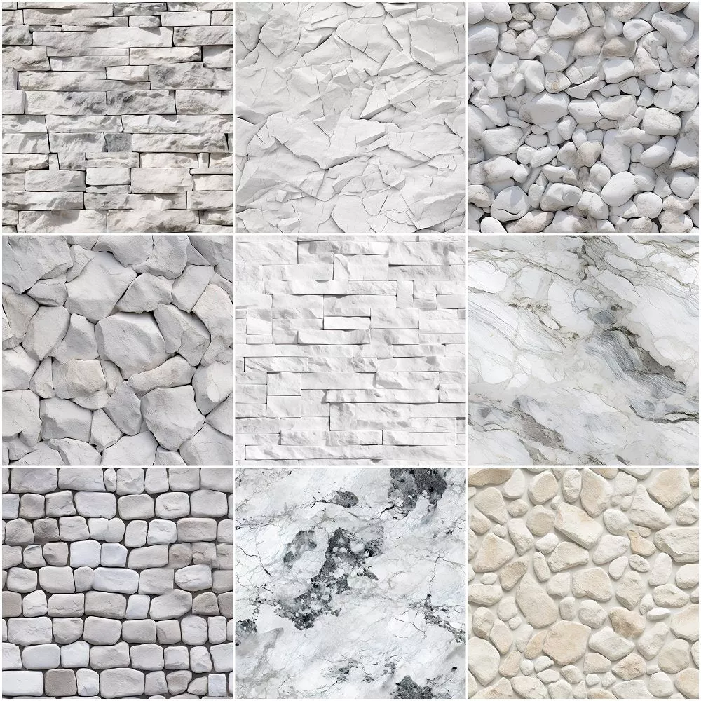 White Stone Texture Fabric Collection – 1 Yard Bundle
