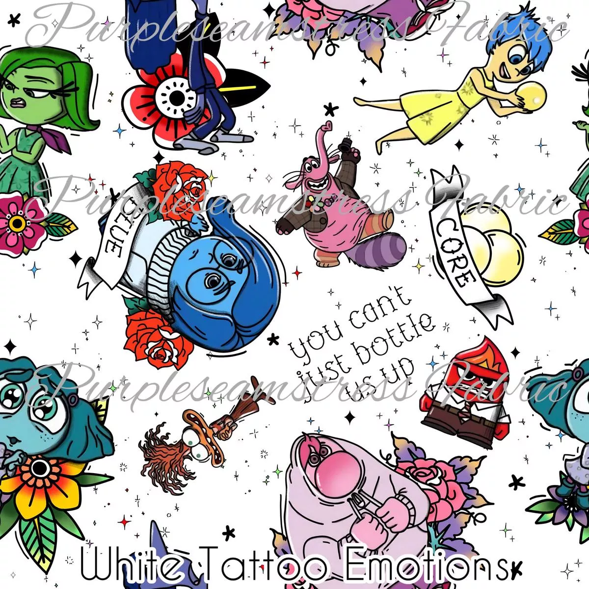 White Tattoo EmotionsFabric