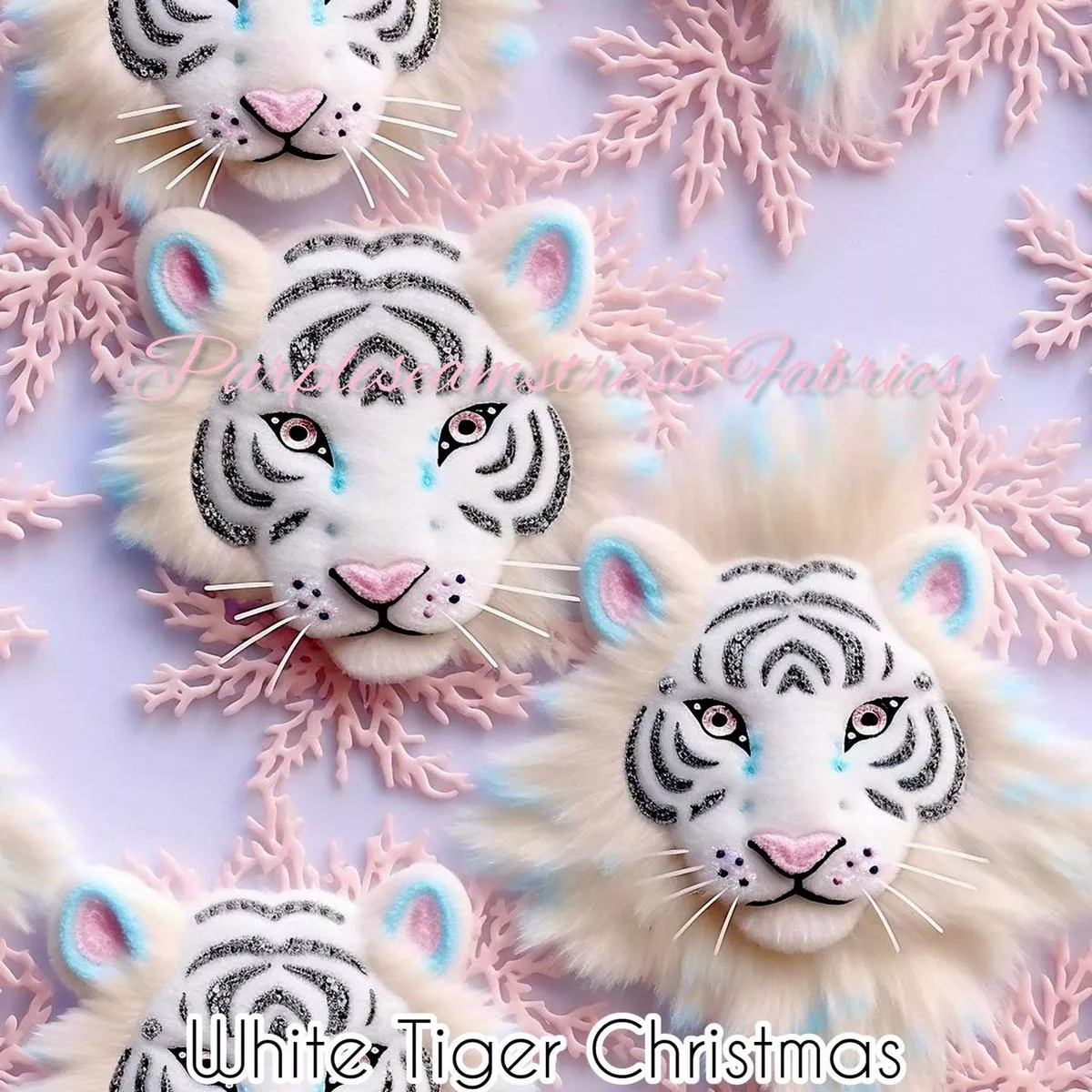 White Tiger ChristmasFabric