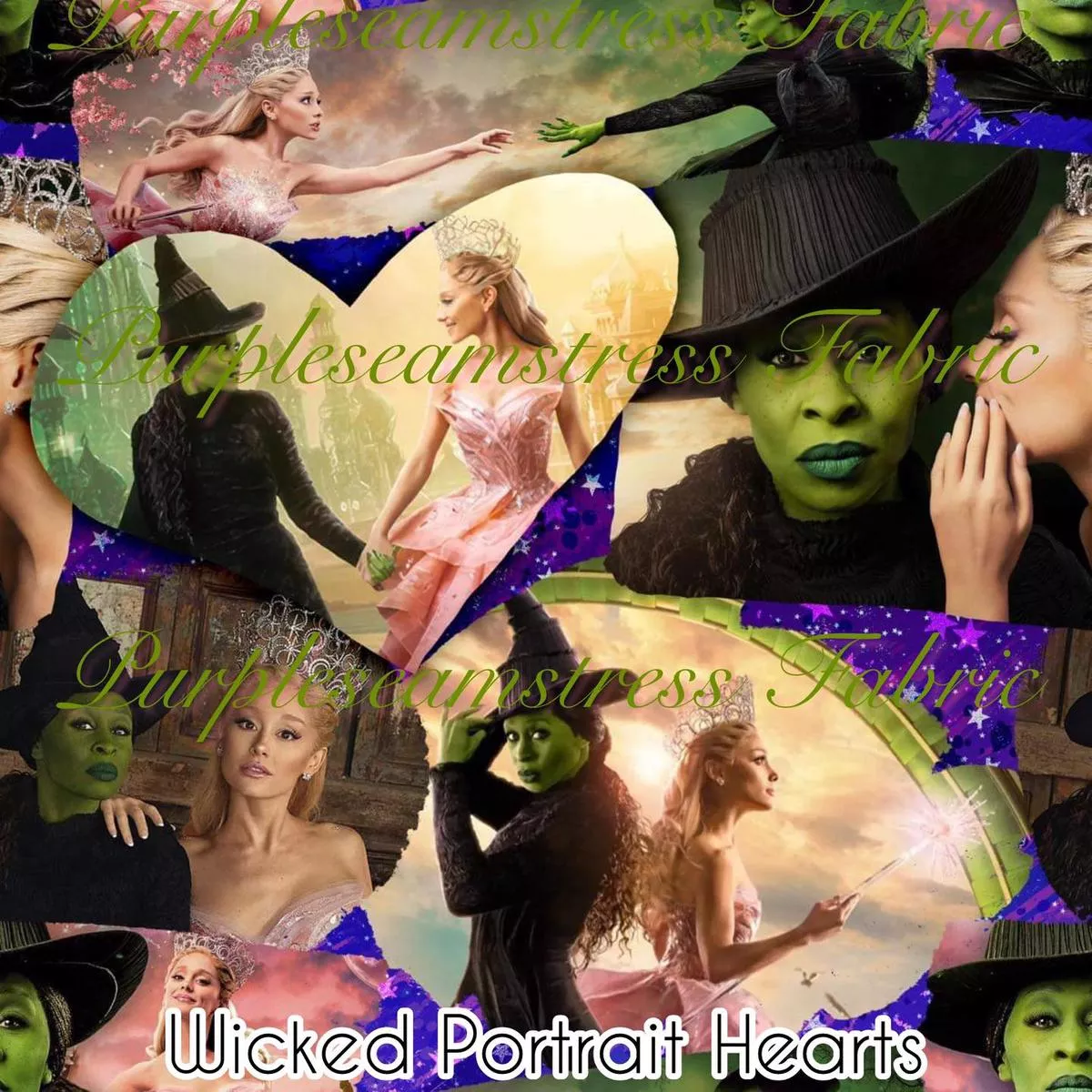 Wicked Portrait HeartsFabric