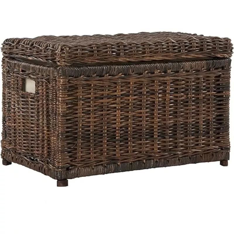 Wicker Storage Trunk with Removable Lid Brown