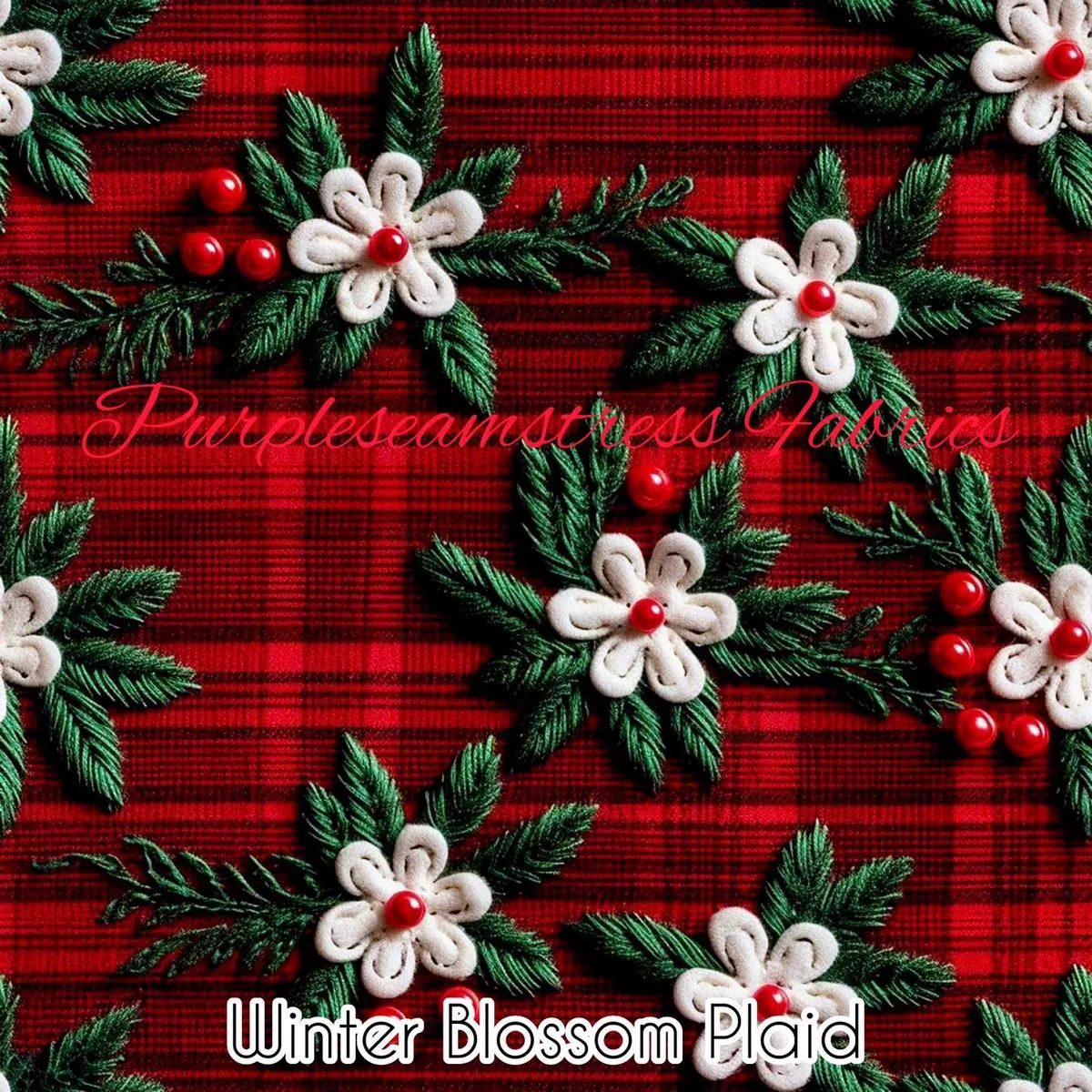 Winter Blossom PlaidFabric
