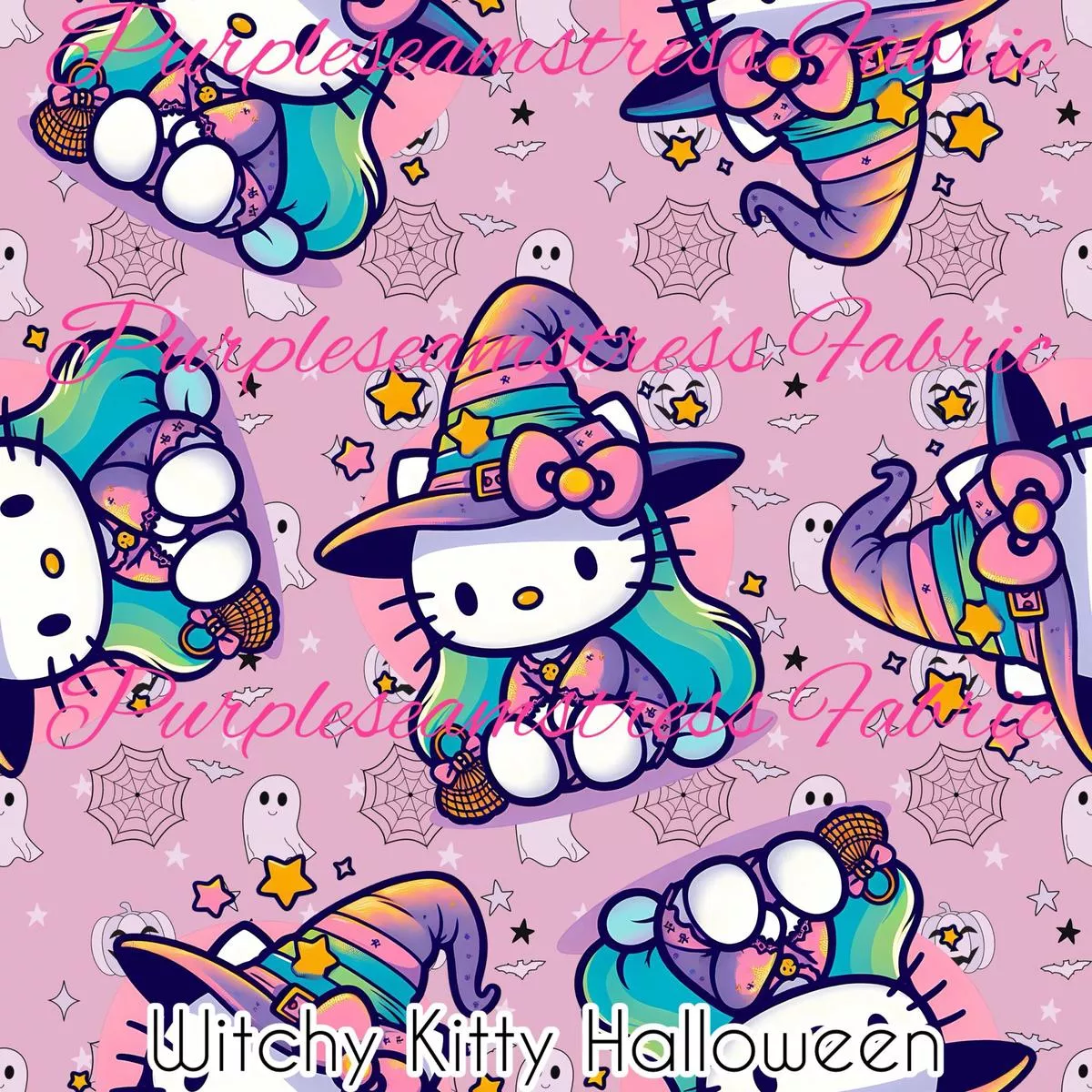 Witchy Kitty HalloweenFabric