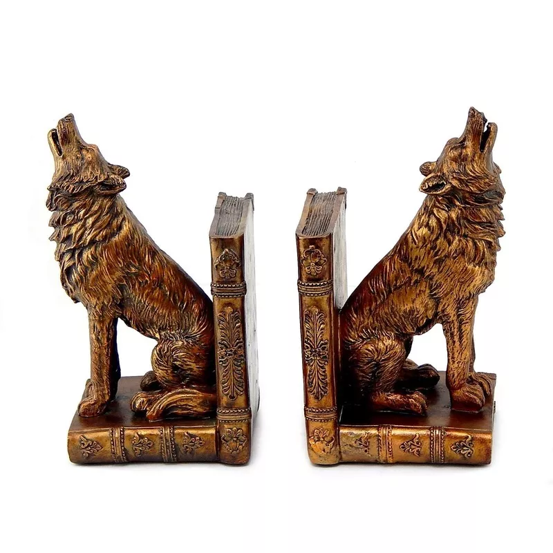 Wolf Bookends Set of 2 Copper Wolf