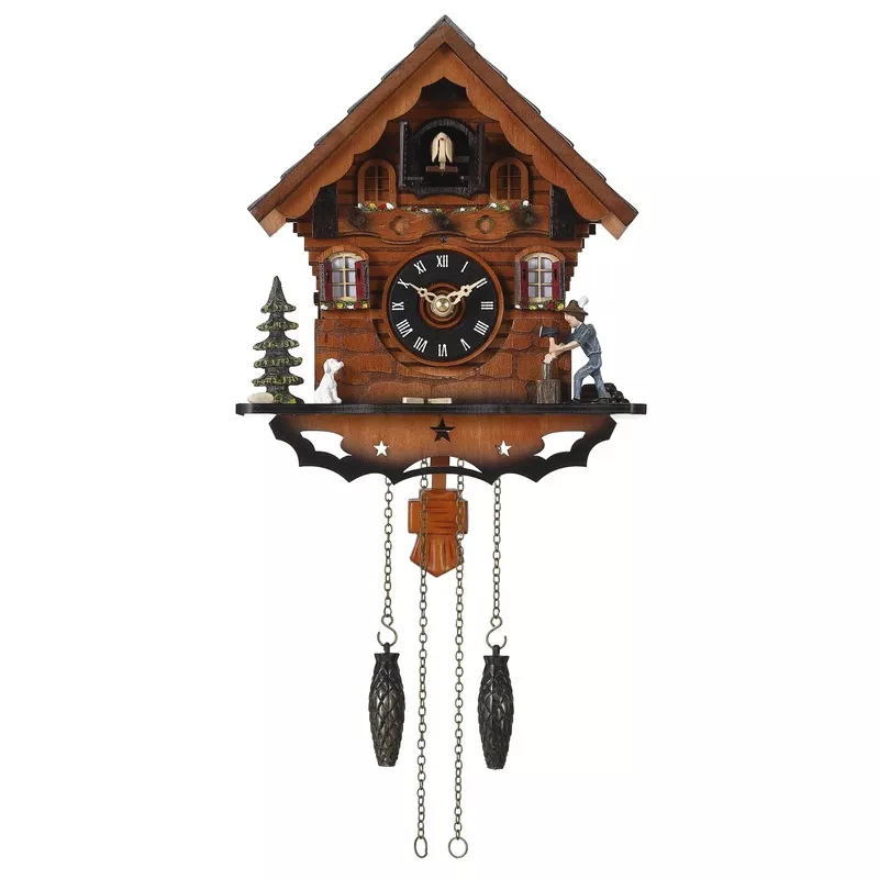 Wooden Cuckoo Wall Clock with Pendulum Dark Brown