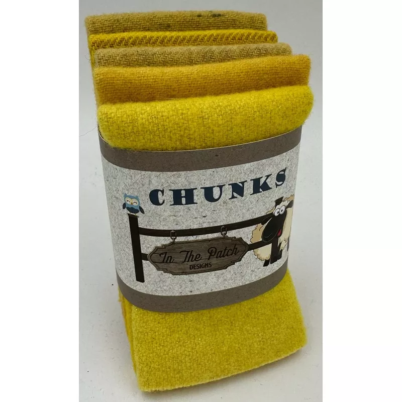 Wool Chunks 5pc 9inx 10in Yellow # WK6069 Special Order