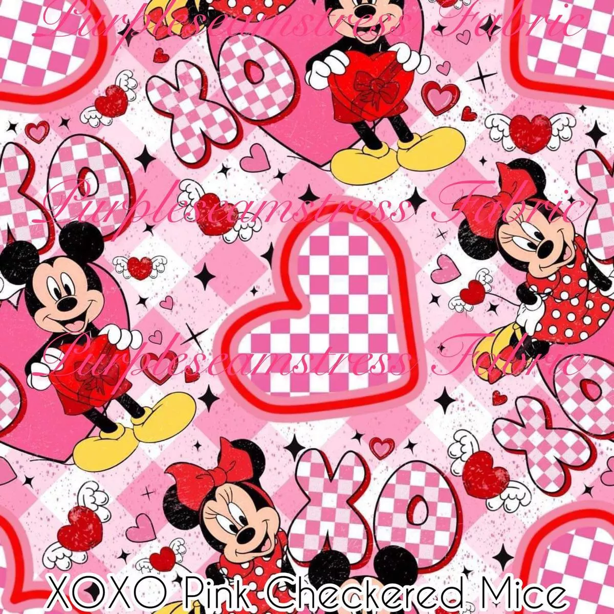 XOXO Pink Checkered MiceFabric