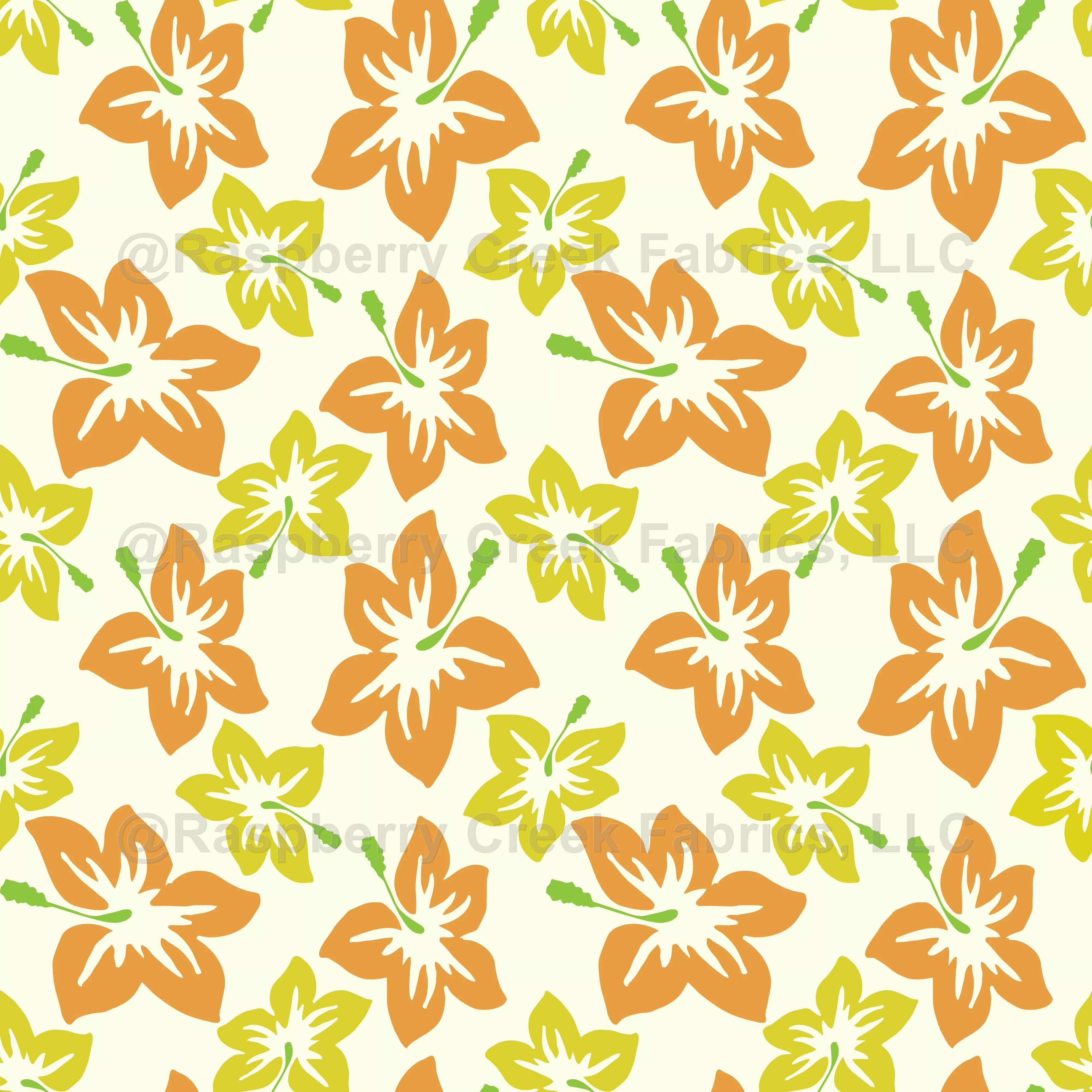 Yellow Hibiscus, Orange Hibiscus, Floral Pattern
