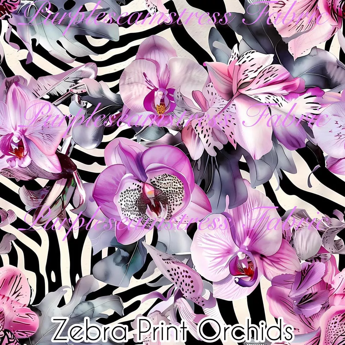 Zebra Print OrchidsFabric
