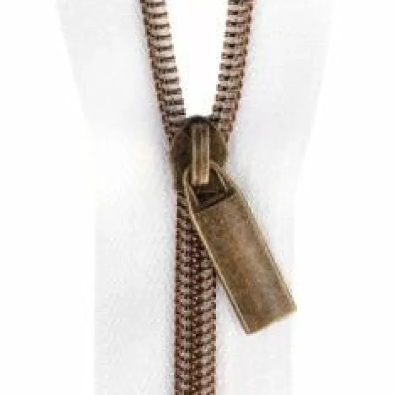 Zippers #5 By the Yard White Antique Coil