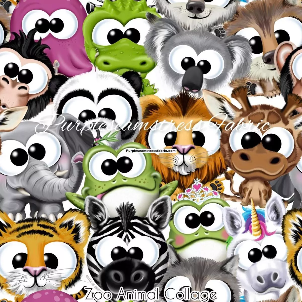 Zoo Animal CollageFabric